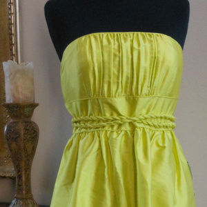 J CREW Strapless Silk Florence Dress 4 Citron NWT